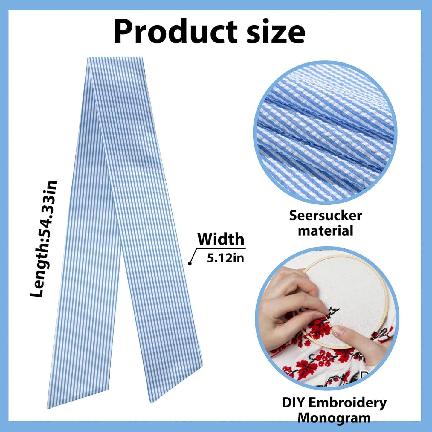 Skiennix Baby Shower Wreath Sash - Blue Seersucker Design for Front Door Decor | Holiday & Birthday Celebrations