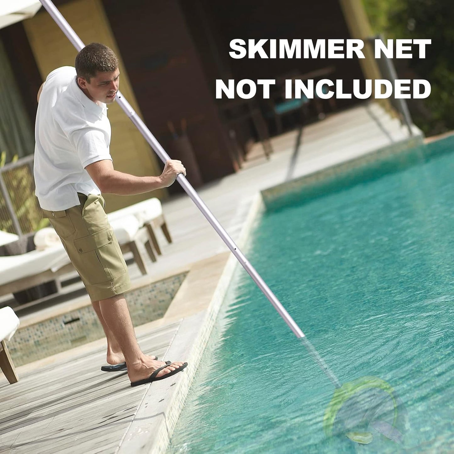 Sepetrel Pool Pole - 15-Foot Professional Telescoping Cleaning Pole for Skimmer Net & Vacuum Head