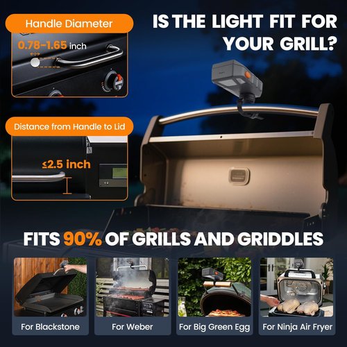 Goldusk Grill Light - Rechargeable BBQ Light with 160° Beam & 2-Level Brightness | Perfect Gift for Grilling Enthusiasts