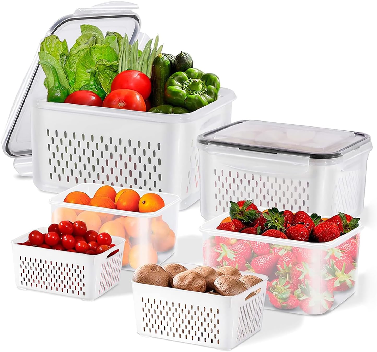 Skiennix 3-Piece Fruit Containers - Airtight Storage with Removable Colanders & Lids | Dishwasher & Microwave Safe