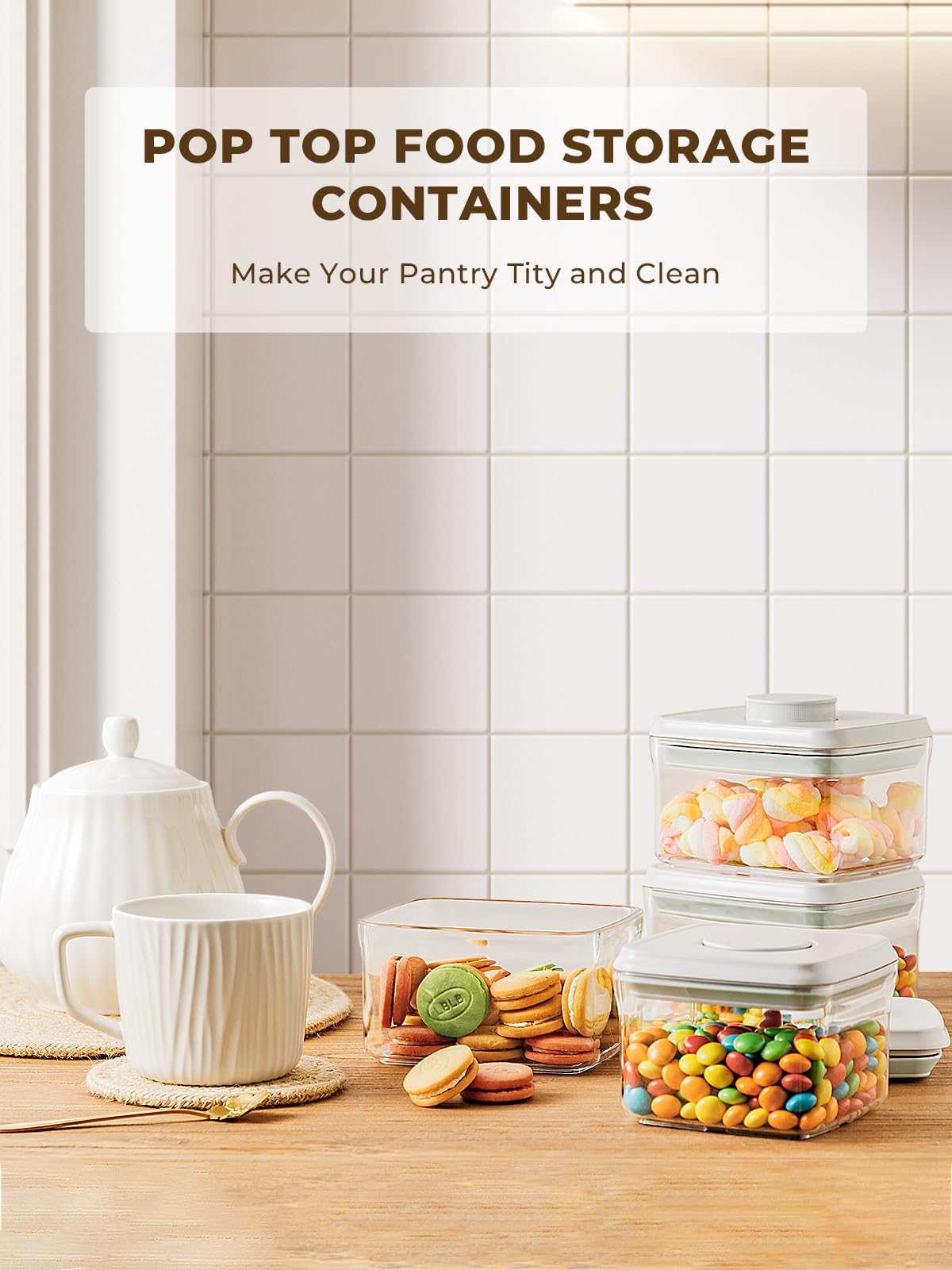 Tourdeus 0.6 Qt Snack Containers - 3 Pack BPA-Free Mini Food Storage Canisters with One-Touch Lids, Stackable Clear Candy & Travel Containers for Pantry, Classroom & Freezer