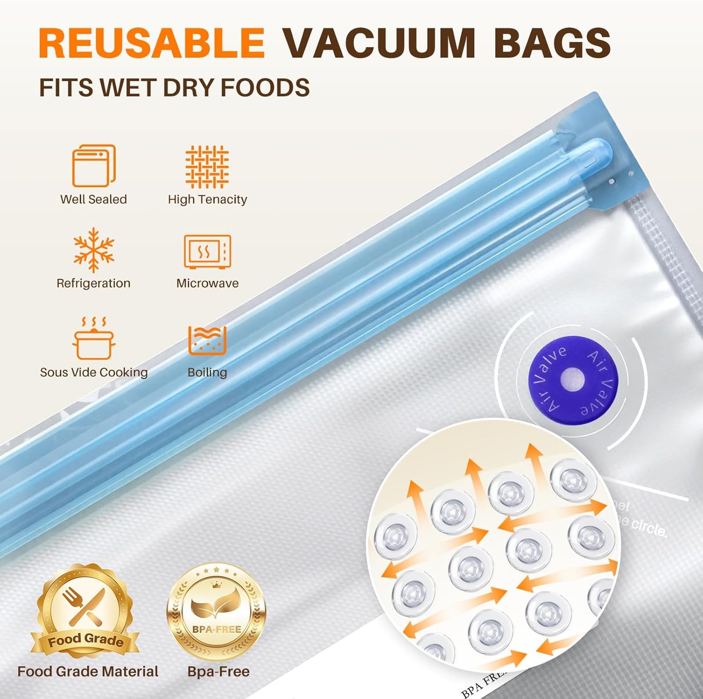 Skiennix Compact Vacuum Sealer - Powerful Handheld Machine with Detachable Tank & BPA-Free Bags for Meal Prep & Travel