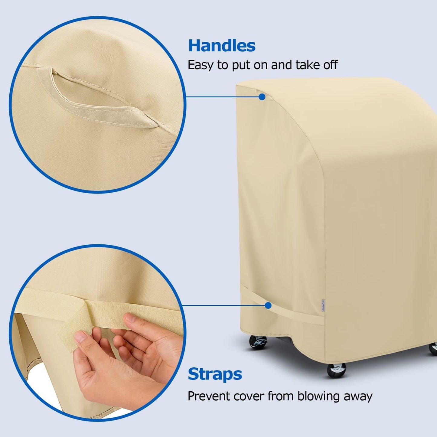 SunPatio 32-Inch Heavy Duty Waterproof Grill Cover - UV & Fade Resistant for Weber, CharBroil, Nexgrill | Beige