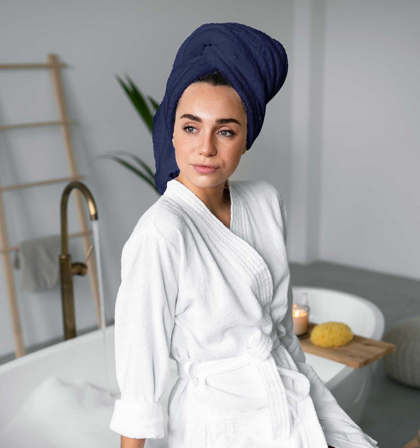 Turkish Towel Set by Skiennix - 100% Cotton 6-Piece Bathroom Towels in Navy | 2 Bath, 2 Hand, 2 Wash Cloths