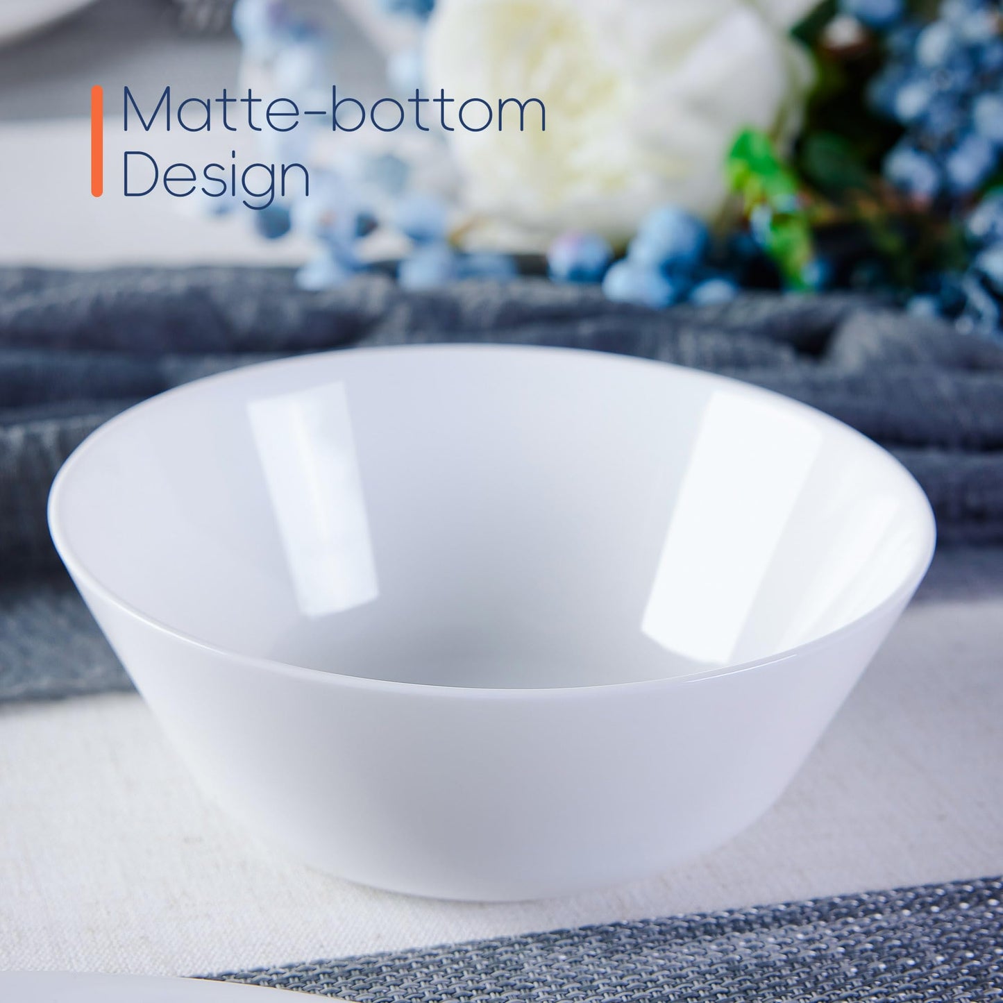 LaGlint 16OZ White Opal Glass Cereal and Soup Bowl Set of 4, 6 inch Dishwasher & Microwave Safe Round Bowls for Salad and Rice