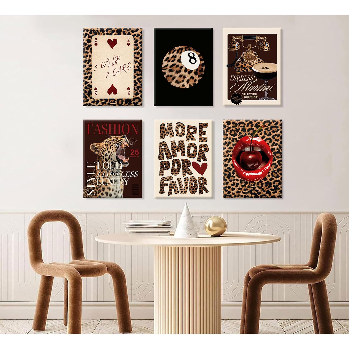 Tendy Leopard Wall Art Cheetah Canvas Prints Leopard 8 Ball Wall Decor Preppy Aesthetic Pictures Fashion Cheetah Poster Y2k Dorm Room Painting Funky Chic Artwork for Bedroom 12x16x6 Inch Ready to Hang