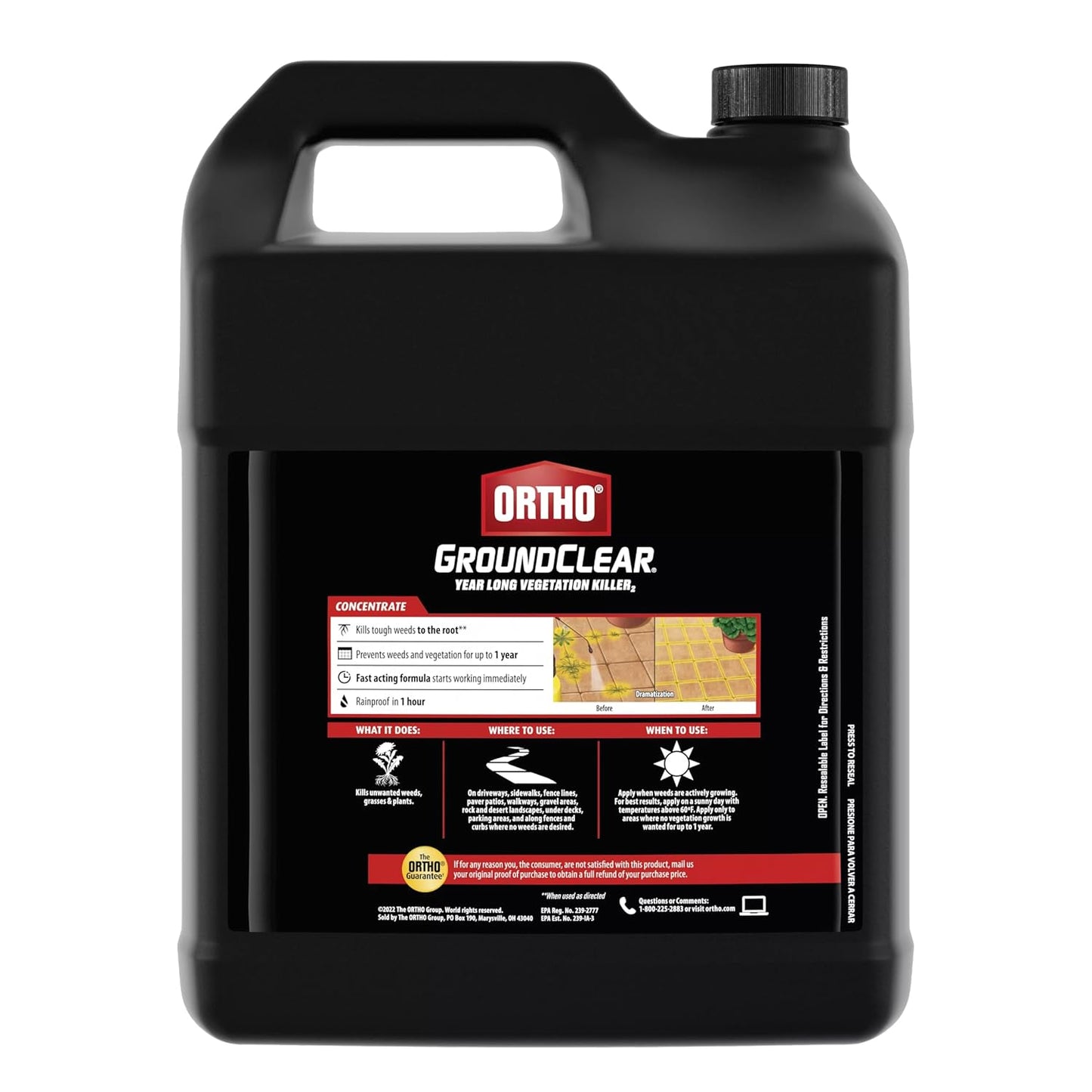 Ortho GroundClear Year Long Vegetation Killer - Effective Weed Killer Concentrate, 2 Gallon