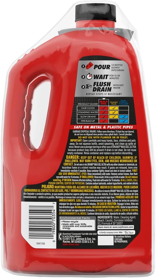 Drano Max Gel Clog Remover - Powerful 160 Fluid Ounce Formula for Fast Drain Clearing