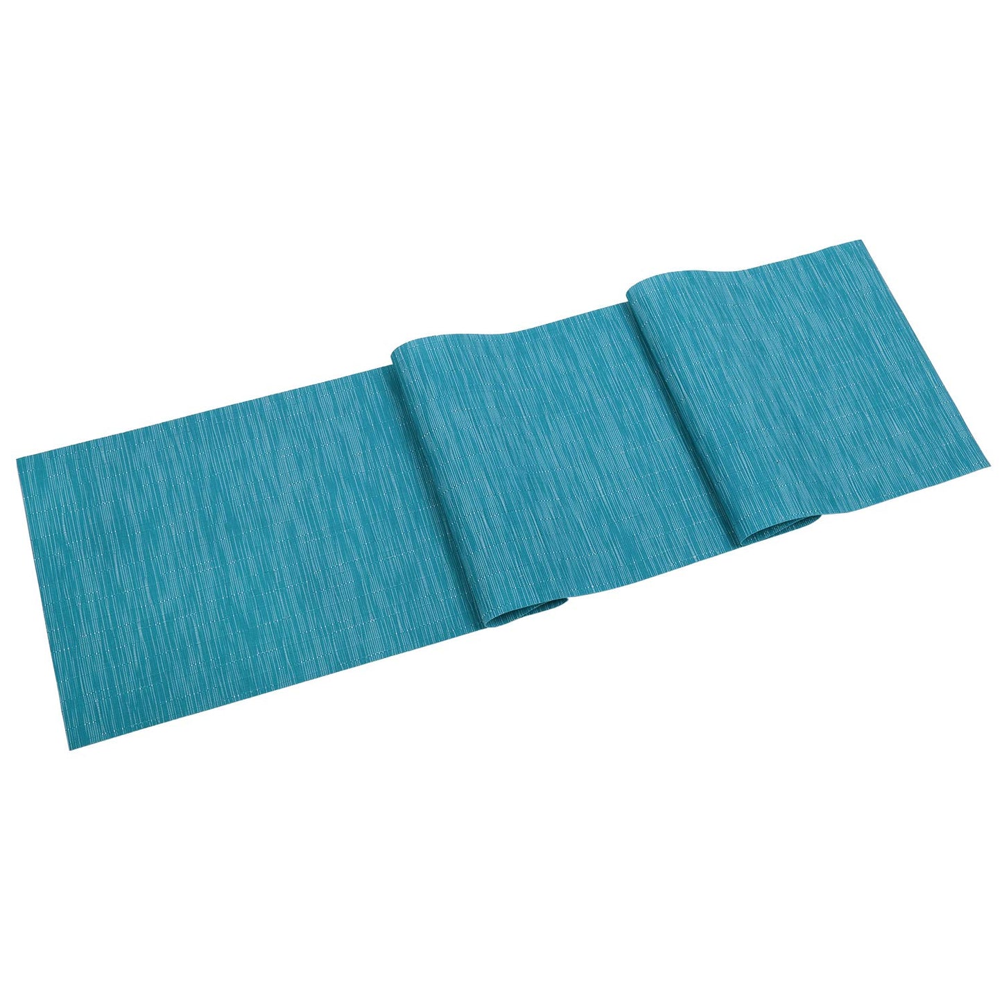 SHACOS Woven Vinyl Table Runner Indoor Outdoor 12x54 inch Kitchen Dining Table Runners Wipe Clean Washable PVC Table Runner, Teal Blue