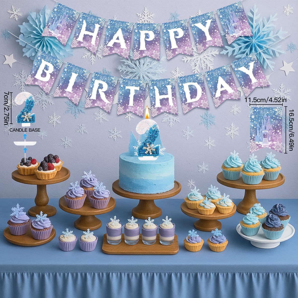 Winter Snow Birthday Decorations by [Brand Name] - 2nd Birthday Party Supplies with Balloons, Crown & Banner