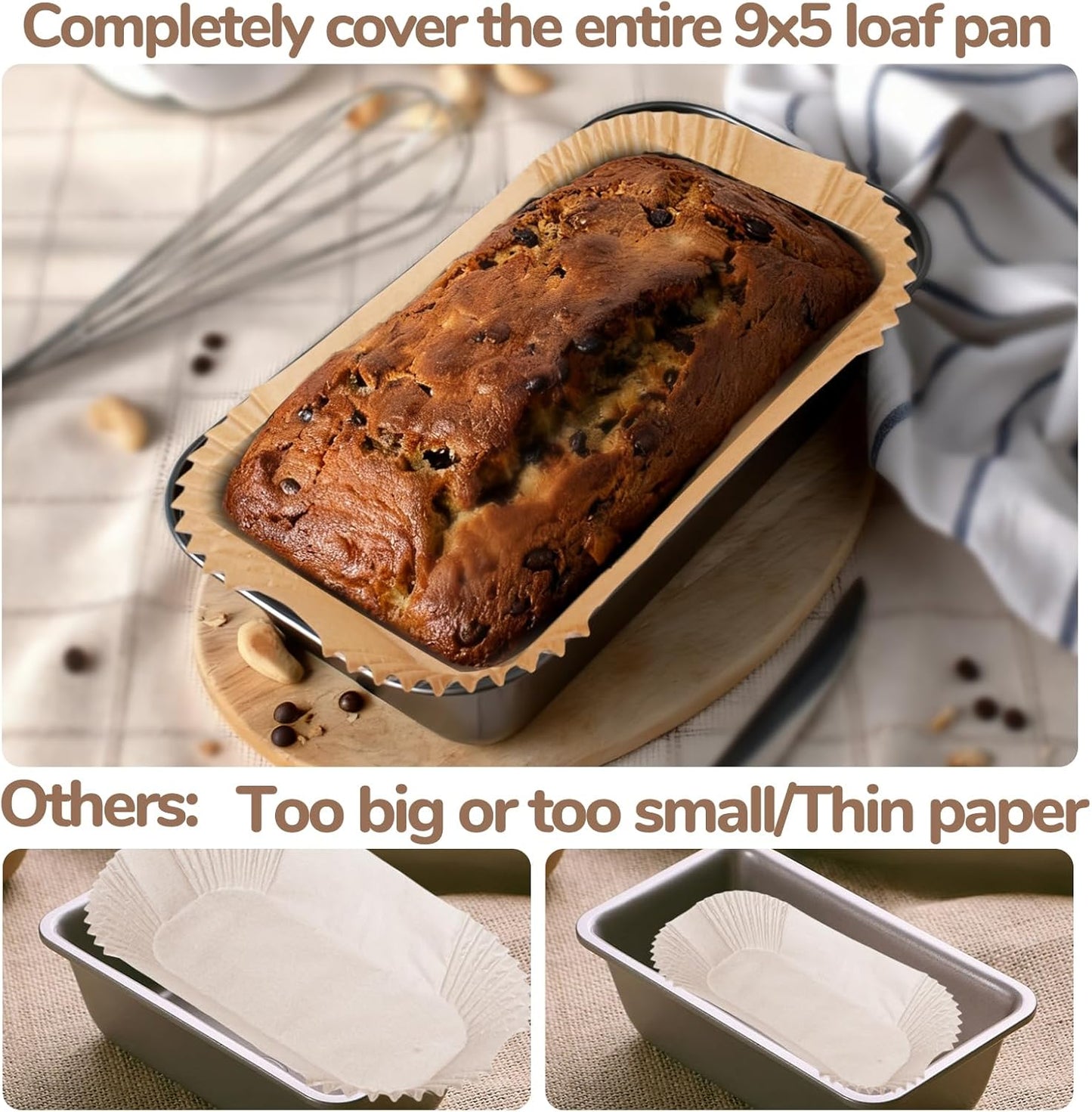 Loaf Pan Liners | 150 Non-Stick Parchment Paper Sheets for 9x5 Loaf Pans - Perfect for Baking