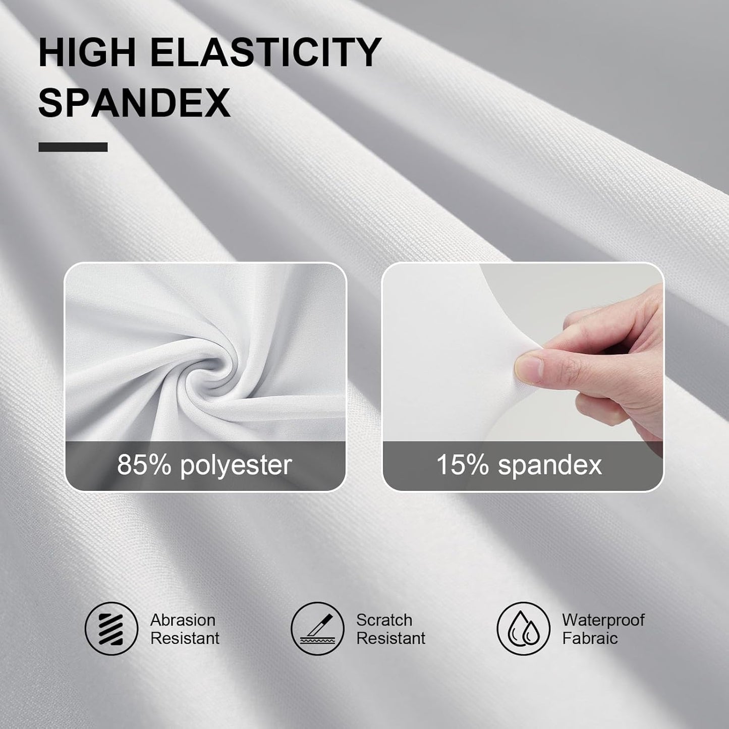 Trlyc Spandex Folding Chair Covers - 100 Pcs Universal Fitted Stretchy Slipcovers for Weddings | White