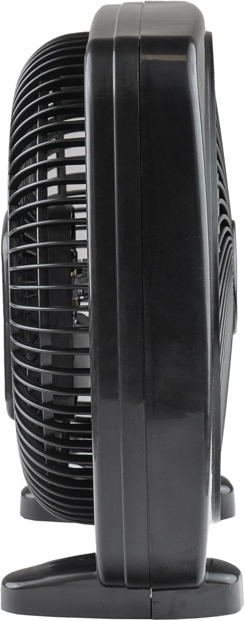 Comfort Zone 9-Inch Portable Box Fan - Quiet 3-Speed Desktop Cooling Fan with Carry Handle - Black