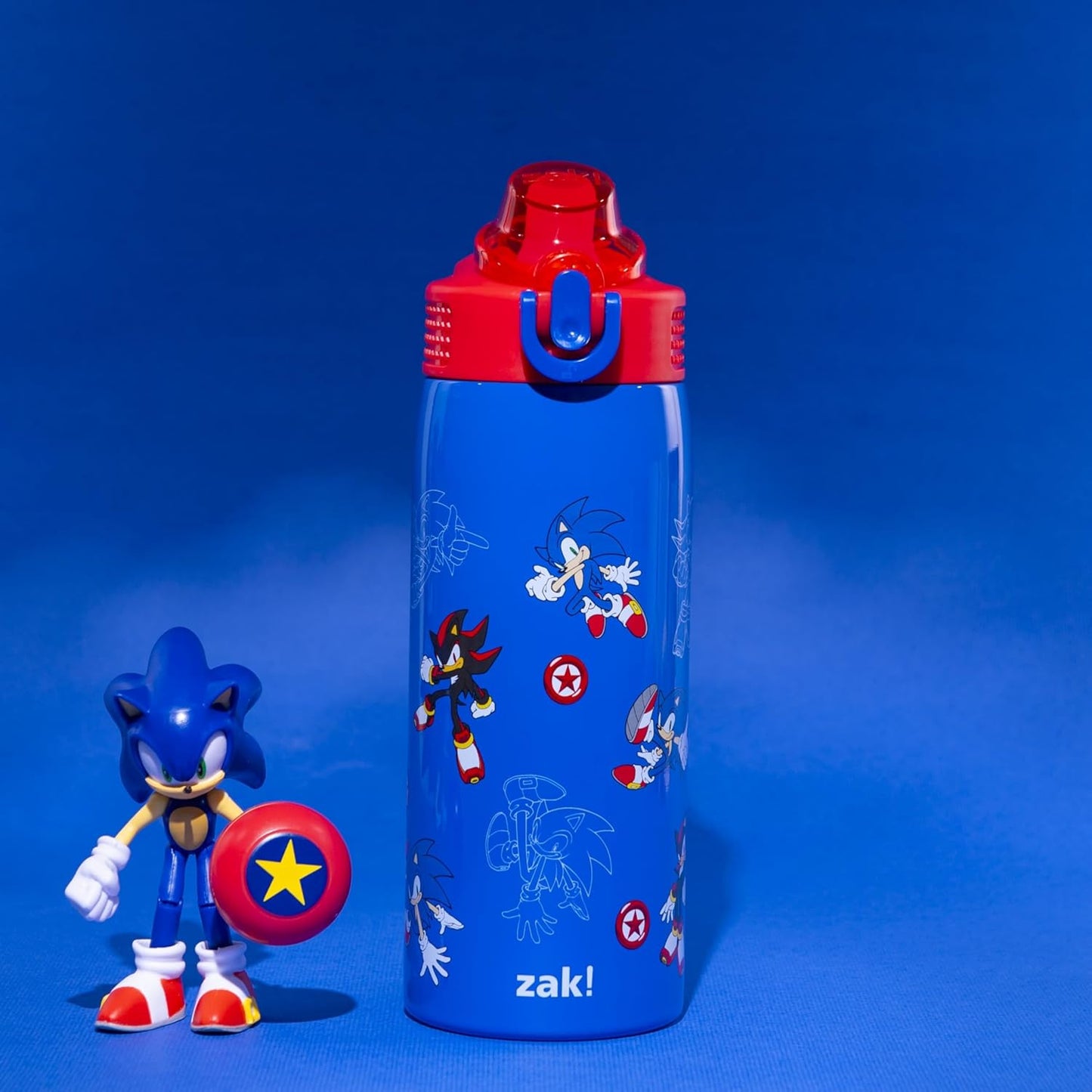 Zak Designs Sonic the Hedgehog Kids Water Bottle - 19oz Stainless Steel, Leak-Proof With Straw & Handle