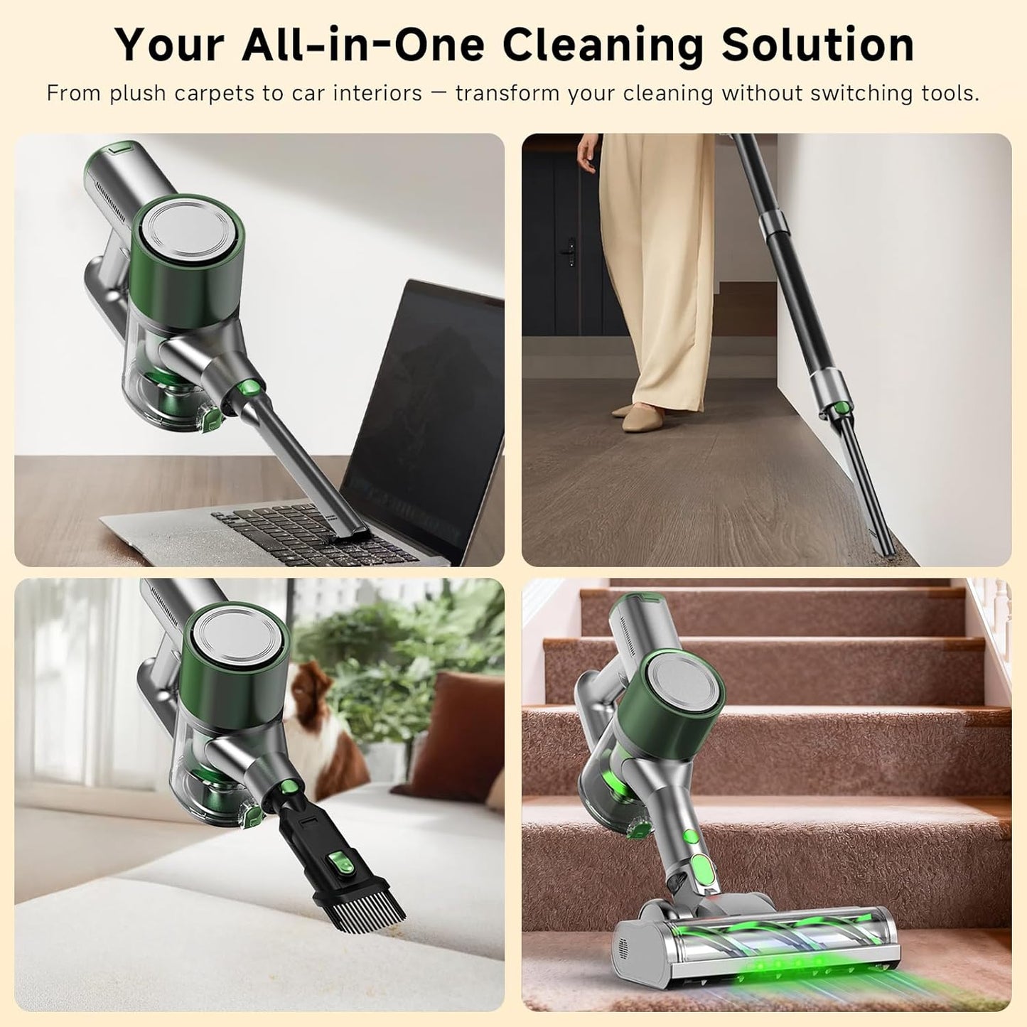 Skiennix Cordless Stick Vacuum Cleaner - Lightweight Handheld Design with 45-Minute Battery Life | Ideal for Pet Hair and Hardwood Floors