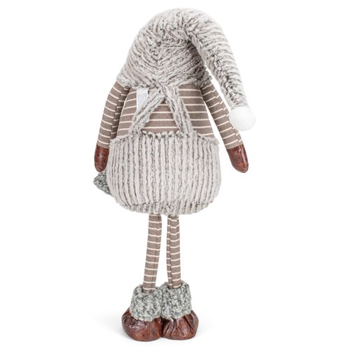 Corduroy Standing Gnome Grey Stripe 26.5 inch Plush Fabric Christmas Figurine