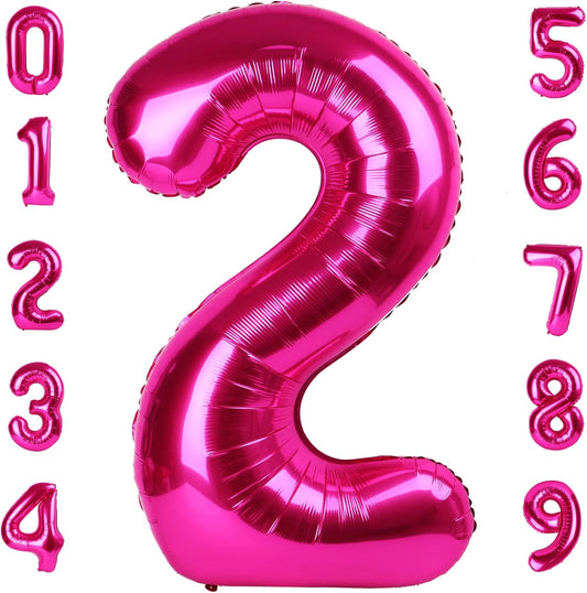 Skiennix 40-Inch Hot Pink Number Balloons - Perfect for 2nd, 12th, 21st Birthday & Celebration Decor