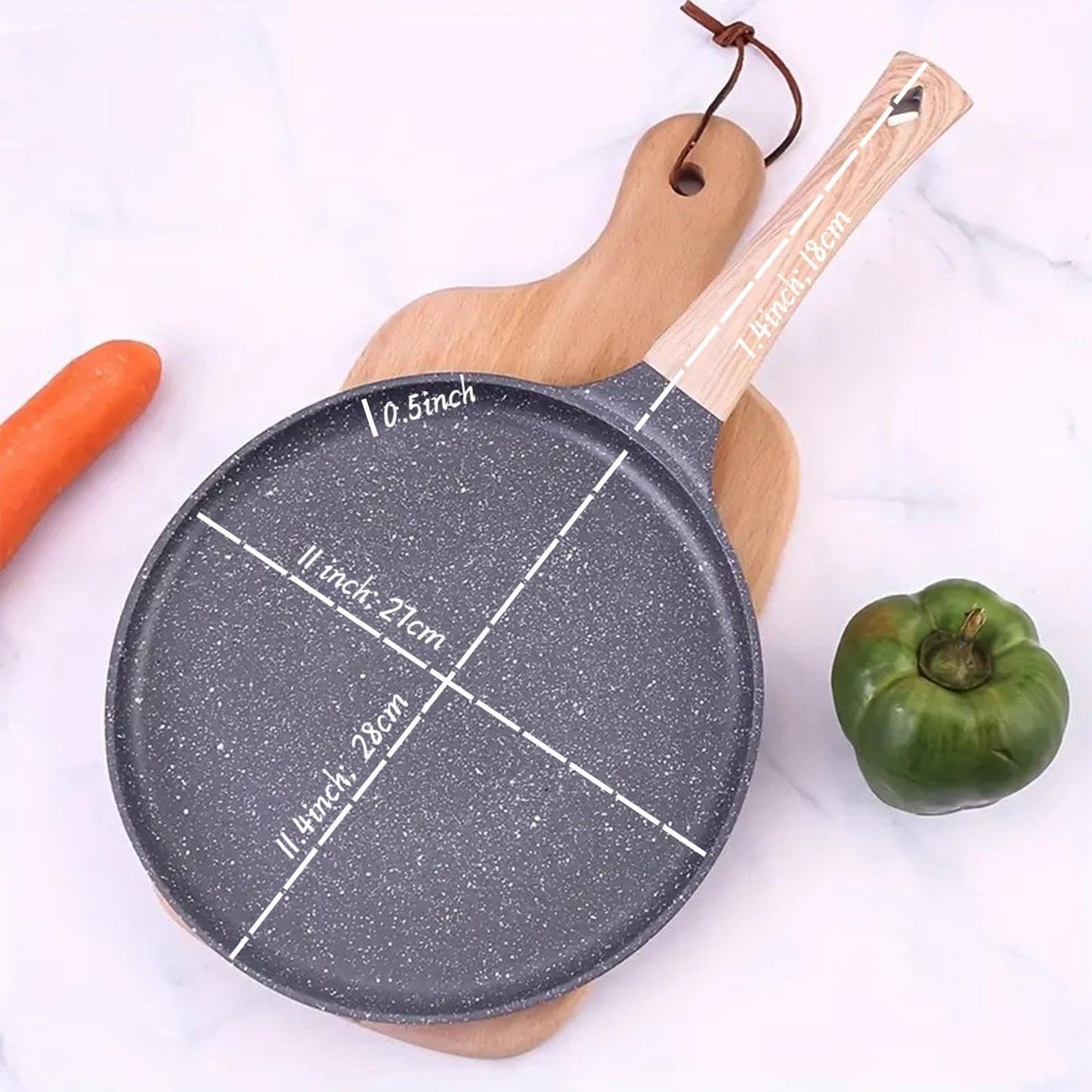 ycxmjyr Crepe Pan with Spreader 11 Inch Dosa Tawa for Roti Indian Nonstick Chapati Pan Gray