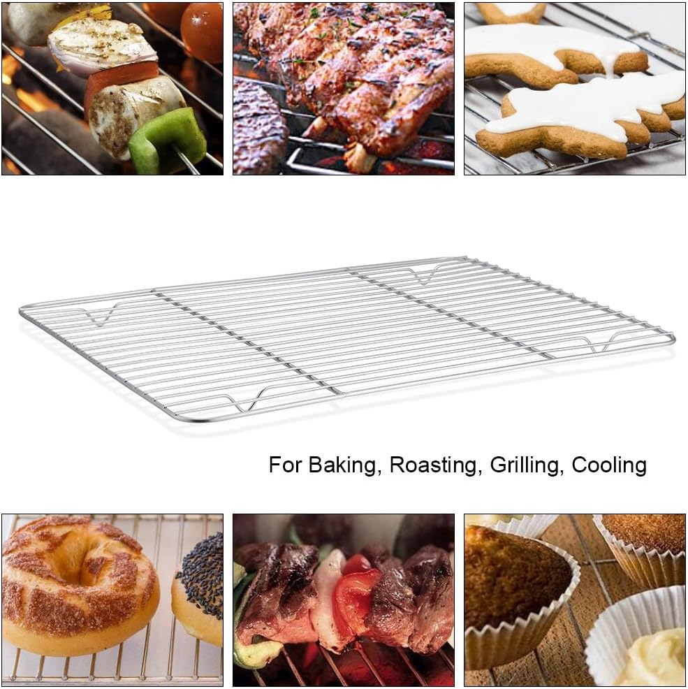 P&P CHEF Stainless Steel Cooling Baking Rack - Pack of 2, Easy to Clean, 8.6" x 6.2", Silver
