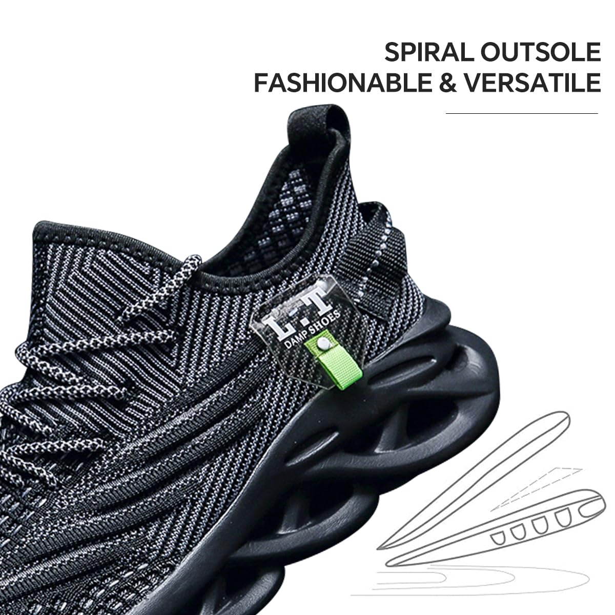 MGBDSZ Mens Running Shoes Gym Slip on Sneakers Non Slip Walking Tennis Sports Work Athletic Workout Casual Lightweight Breathable Fashion Black US 11