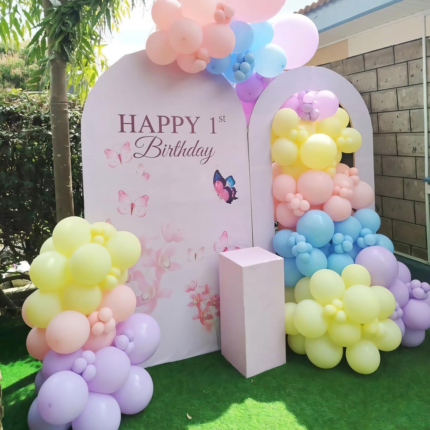 110pcs Balloons Arch Kit 12 Inch Metallic Chrome Gold Balloon Garland for Wedding Birthday Anniversary Graduation Baby Shower Party Decorations (Pastel Rainbow, 12 inch)