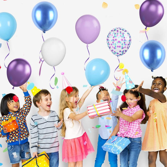 Blue and Purple Balloons Set, 50 PCS Blue 12 Inch Mermaid Balloon, Metallic Purple White Latex Ballons Confetti Helium Balloons for Girls Mermaid Birthday Party Baby Shower Winter Supplies