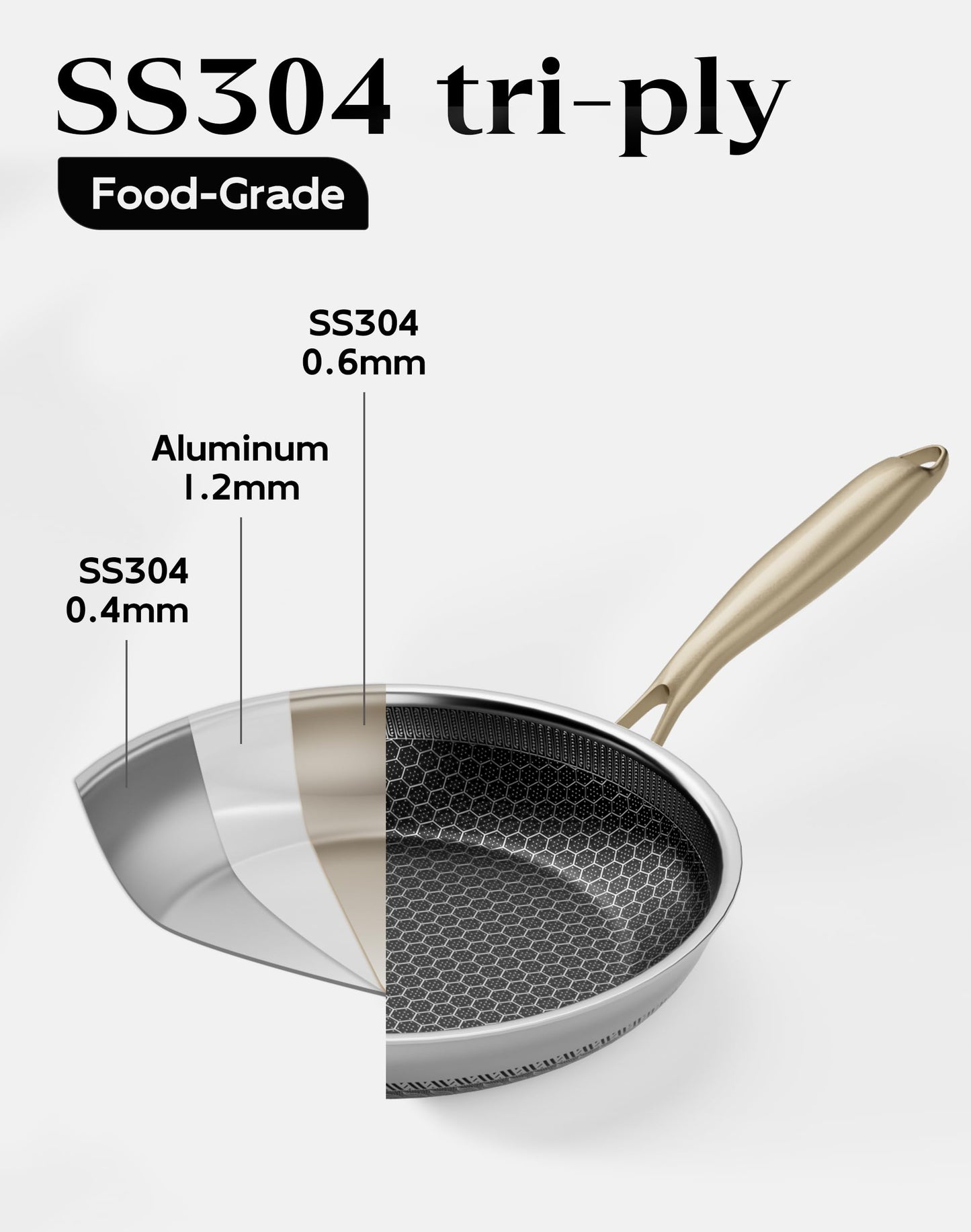 XBM Nonstick Frying Pan with Lid 12-Inch, Durable Stainless Steel Skillet, Induction Cooktop Compatible, PFOA-Free Scratch-Proof, Dishwasher & Oven Safe, Stay-Cool Handle, Silver Kitchen Cookware