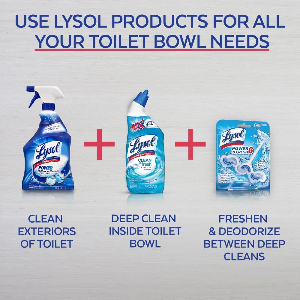 Lysol Toilet Bowl Cleaner Gel - Powerful Stain Removal & Disinfecting | Forest Rain Scent, 24oz