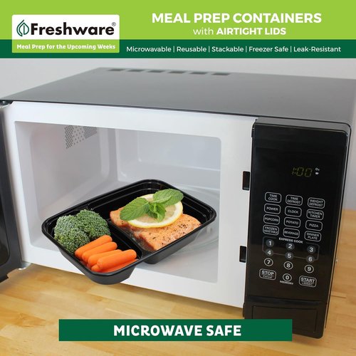 Freshware Meal Prep Containers - 150 Pack | 2-Compartment Food Storage Bento Box, BPA Free, Stackable, 28 oz