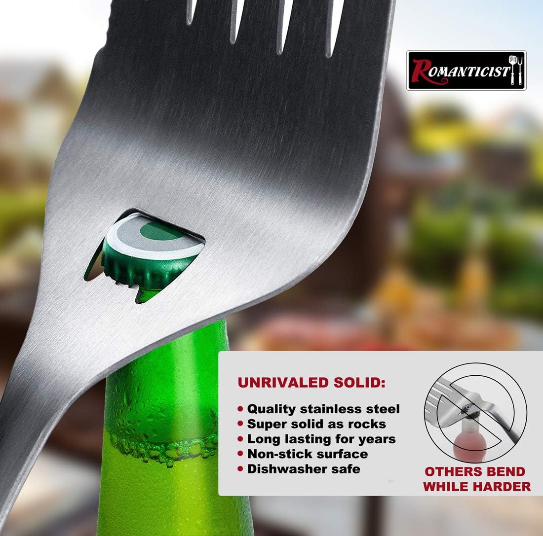 **ROMANTICIST Heavy Duty Grill Accessories Set - Professional BBQ Tools for Outdoor Cooking | 4-Piece Deluxe Gift for Dad**