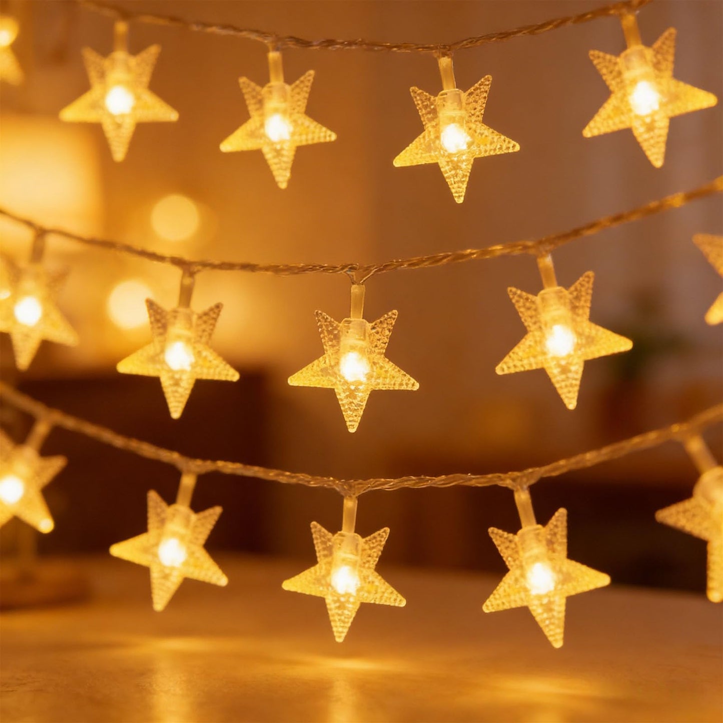 Star String Lights for Bedroom - 17 Ft 50 LED Fairy Christmas Lights Battery Operated, Indoor Outdoor Waterproof Star Twinkle Light for Tent Loft Bed Party Camping Decor