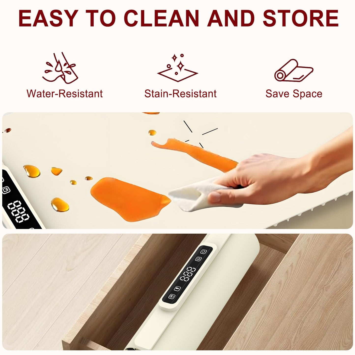 Warming Mat for Food, Food Warming Mat, Portable Electric WarmingTrays Buffets for Buffets Party and Home Daily Use, Heating Fastly in 10s, 5 Temp Levels Timed Function (White)