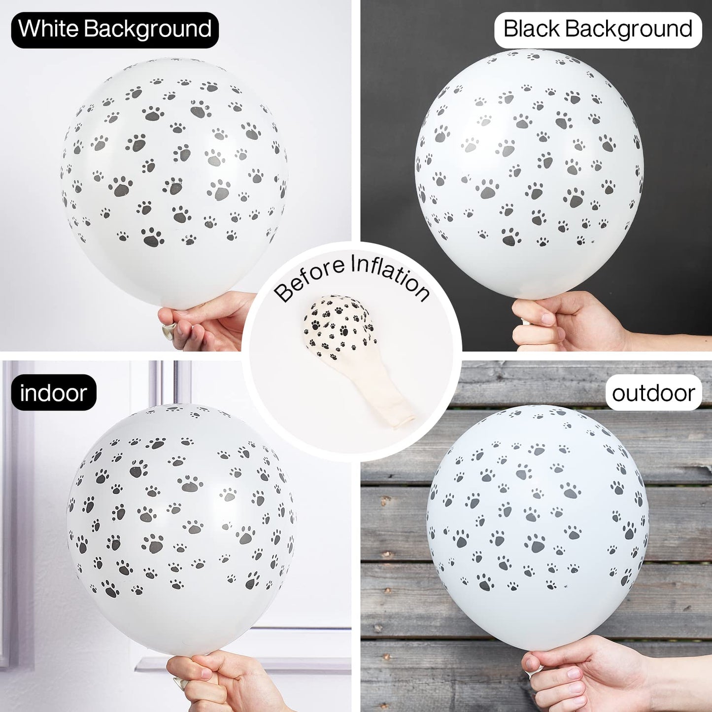 PartyWoo Paw Balloons 50 pcs 12 Inch Matte White Dog Paw Print Latex Helium Balloons for Dog Animals Theme Party Birthday Party Decorations