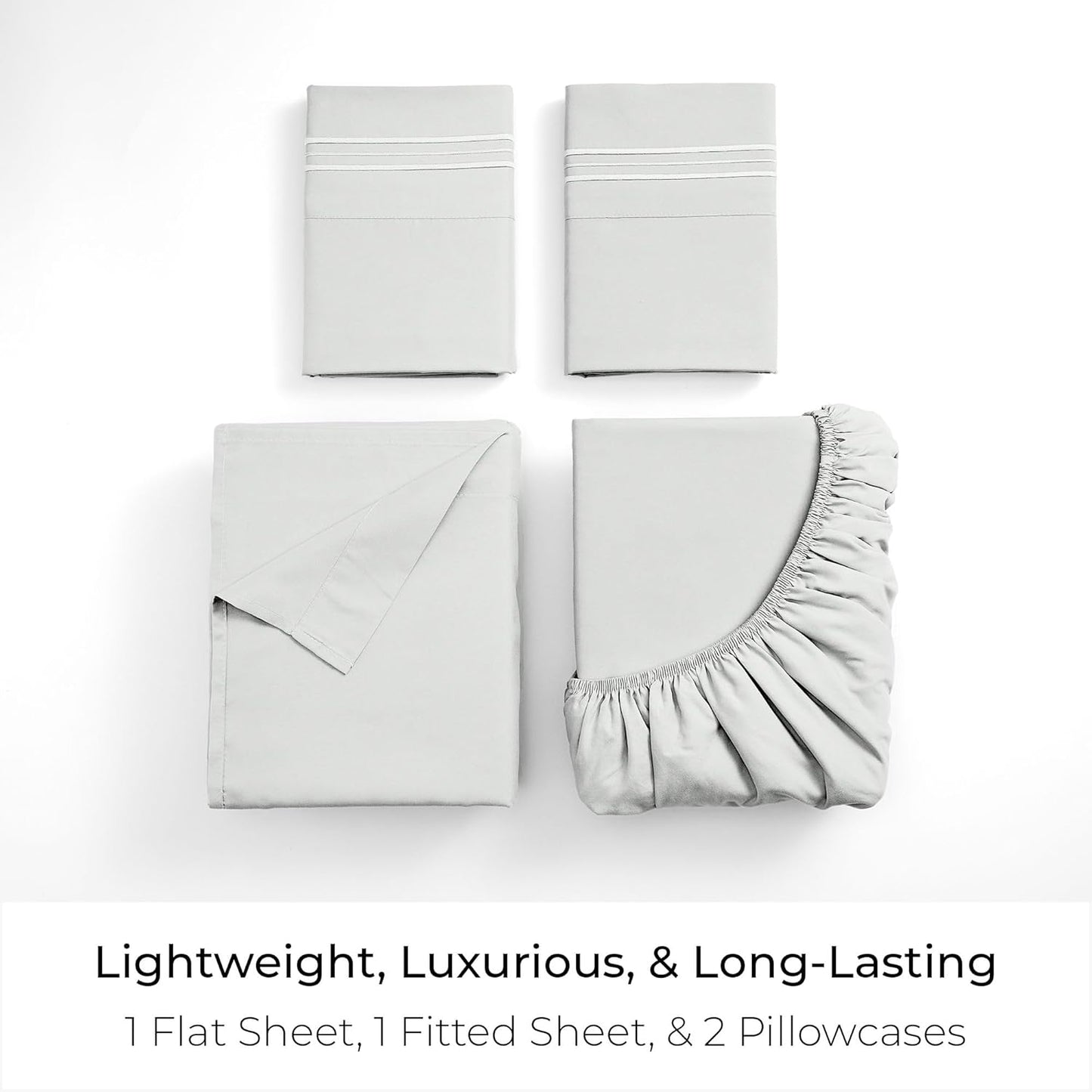 Mellanni King Sheets Set - 4 PC Hotel Luxury Bedding | Extra Soft, Cooling, Wrinkle-Resistant (Ivory)