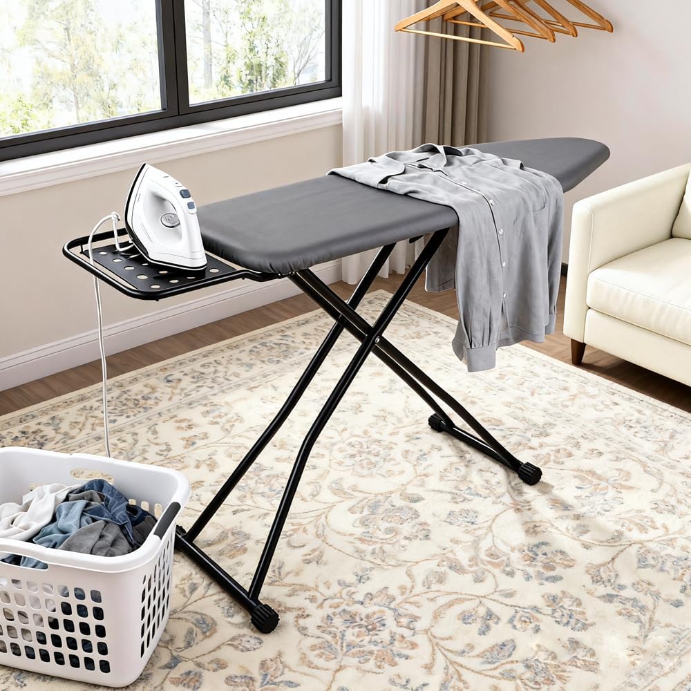 Skiennix Ironing Board - Full Size Heat Resistant Cover with Ultra Thick Padding | Adjustable Height, Non-Slip Design (58"x15")