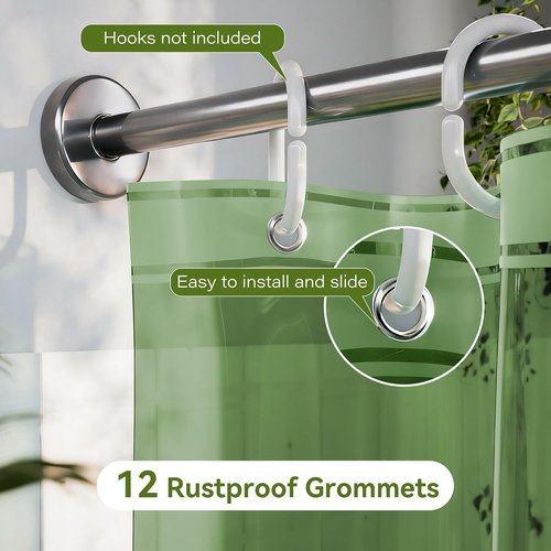Clear Green PEVA Shower Curtain Liner by [Brand Name] - Waterproof, Lightweight, 72 x 72 Inches with 3 Strong Magnets