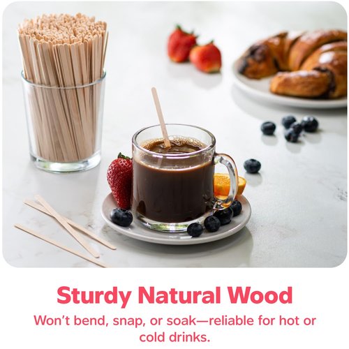 Gusto [500 Count] 5.5 Inch Wooden Coffee Stirrers - Wood Stir Sticks, Biodegradable, Eco-Friendly Wood Stirrers for Coffee & Cocktails - (Formerly Comfy Package)