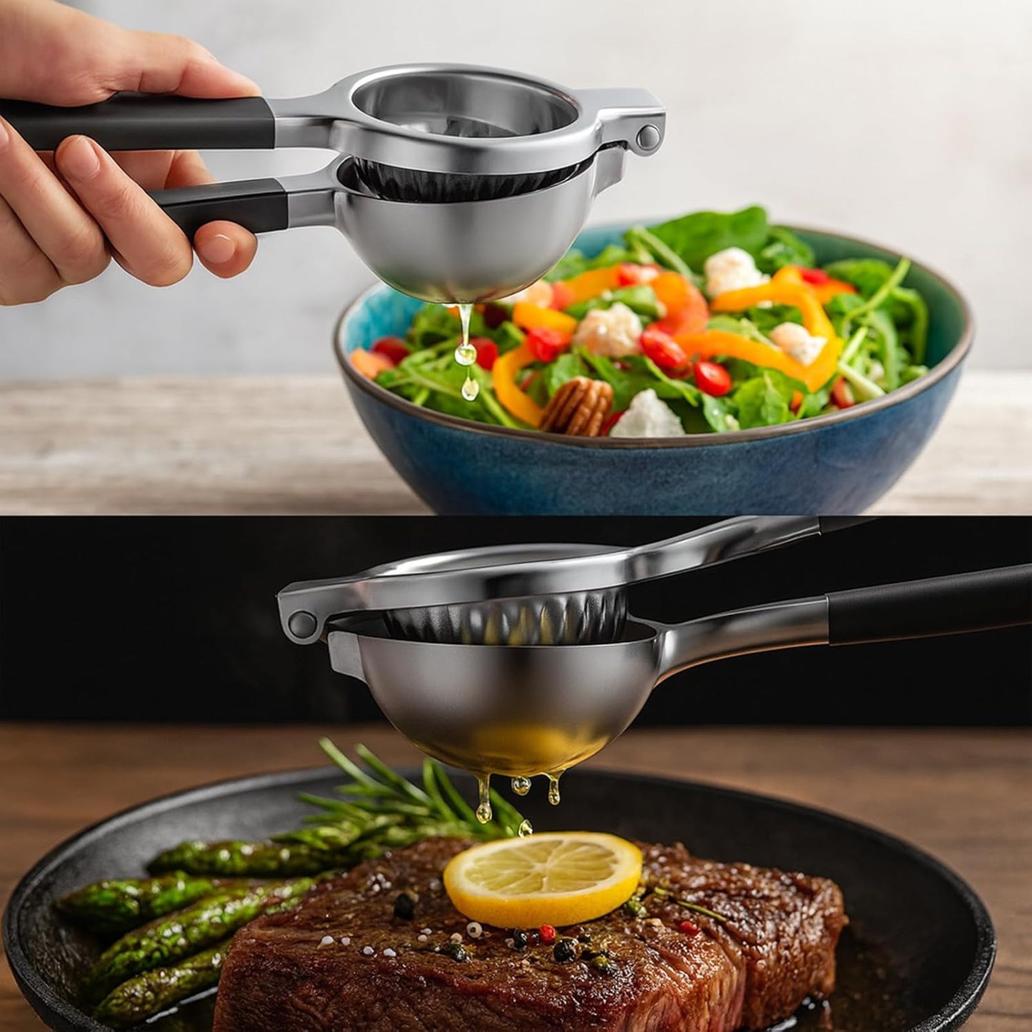 Stainless Steel Lemon Squeezer by [Brand Name] - Manual Citrus Juicer with Non-Slip Handles | Easy to Use & Clean