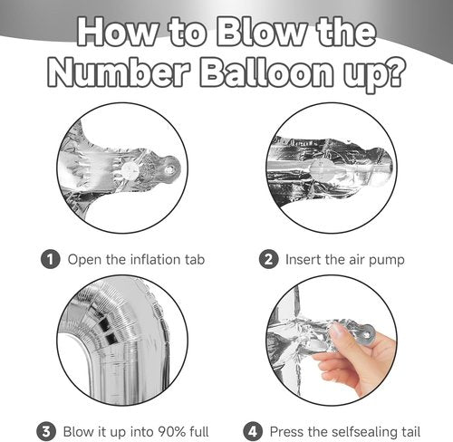 Generic 32 Inch Silver Number Balloons Foil Balloons 0 to 9 for Birthday Anniversary New Year Graduation Decor Balloon Decoration (Number 9)