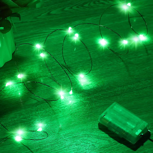 Ariceleo Mini St. Patrick's Day Fairy Lights - Battery Operated 4 Pack | 16ft Copper Wire LED String Lights