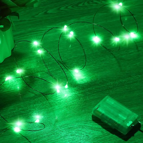 Ariceleo Mini St. Patrick's Day Fairy Lights Battery Operate, 4 Pack Copper Wire 3*AAA Battery Powered Led Starry Fairy String Lights for Bedroom, Christmas, Party, Wedding, Decoration(5m/16ft Green)