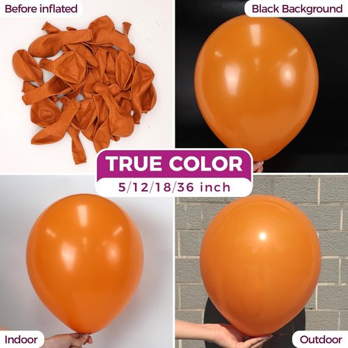 Bezente Burnt Orange Balloons - 100 Pack 12-Inch Round Latex Balloons for Autumn-Themed Parties