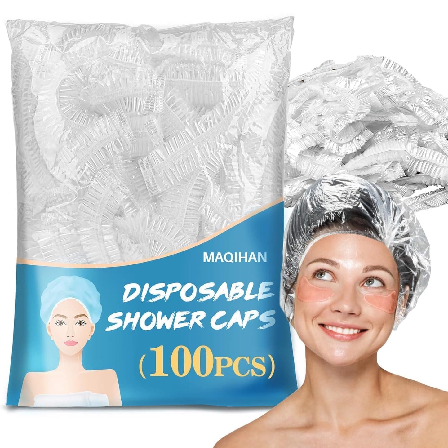 MAQIHAN Disposable Shower Caps - Thickened Waterproof Hair Caps for Deep Conditioning | Large Size for Long Hair