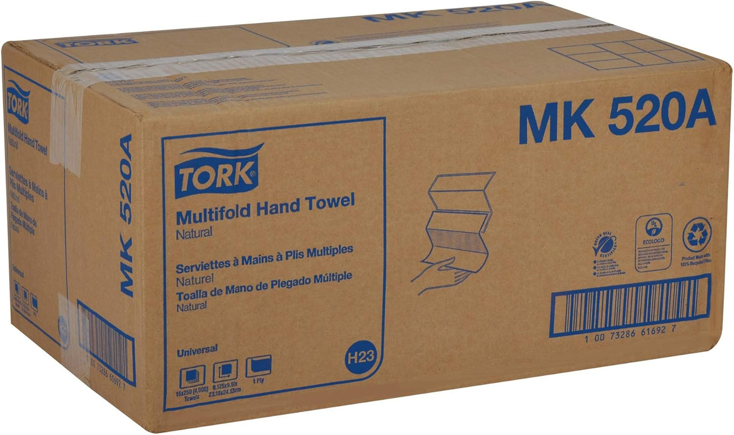 Tork Multifold Hand Towels - 100% Recycled, FSC Certified | 16 Packs of 250 Sheets Each