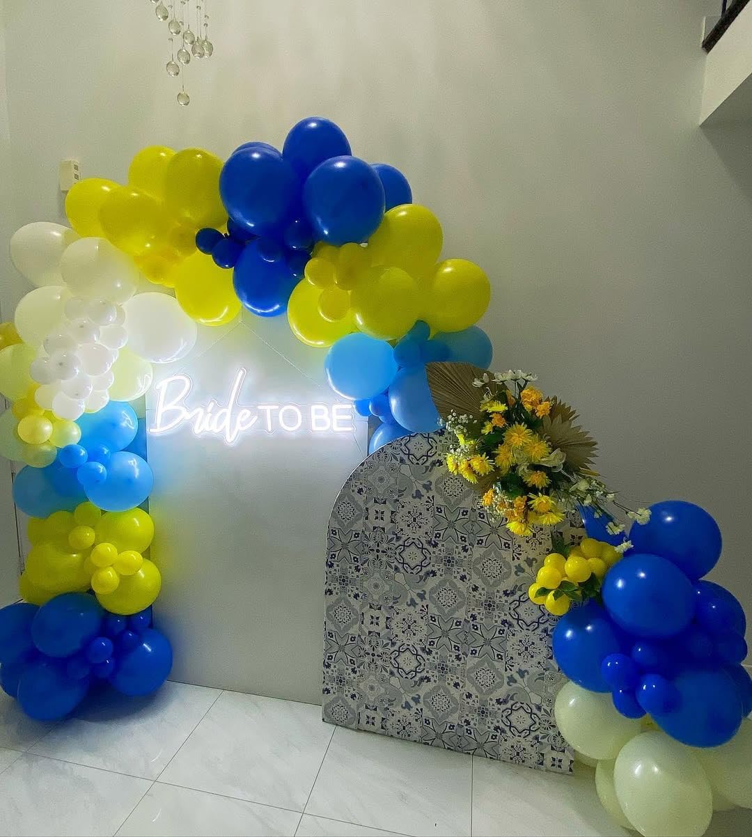 KBZVNAF Blue and Yellow Latex Balloons - 60 Pack 12 inch Royal Blue Yellow Confetti Party Balloons for Birthday, Baby Shower, Wedding, Graduation Party Decorations