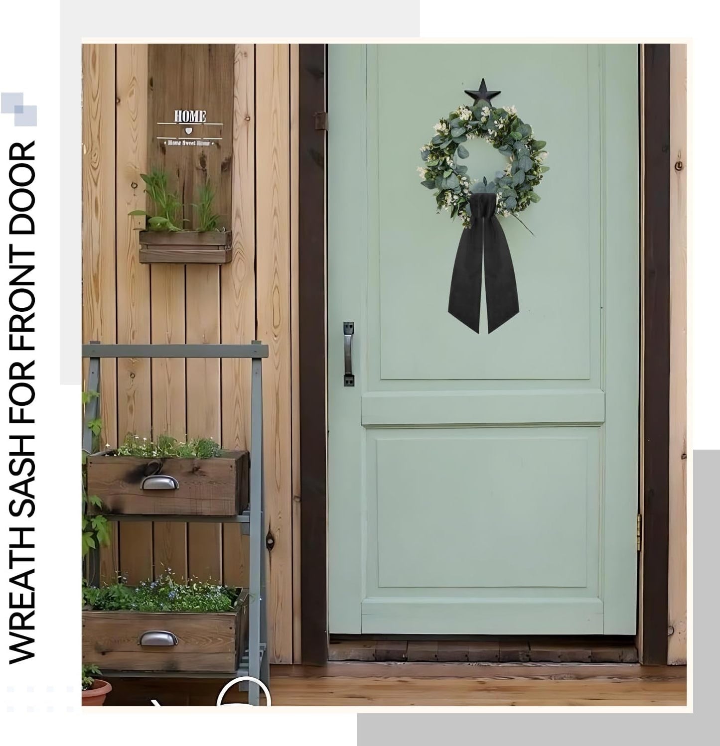 Skiennix Black Wreath Sash - Elegant Linen Ribbon Bow for Front Door & Porch Decor | 2 Pcs