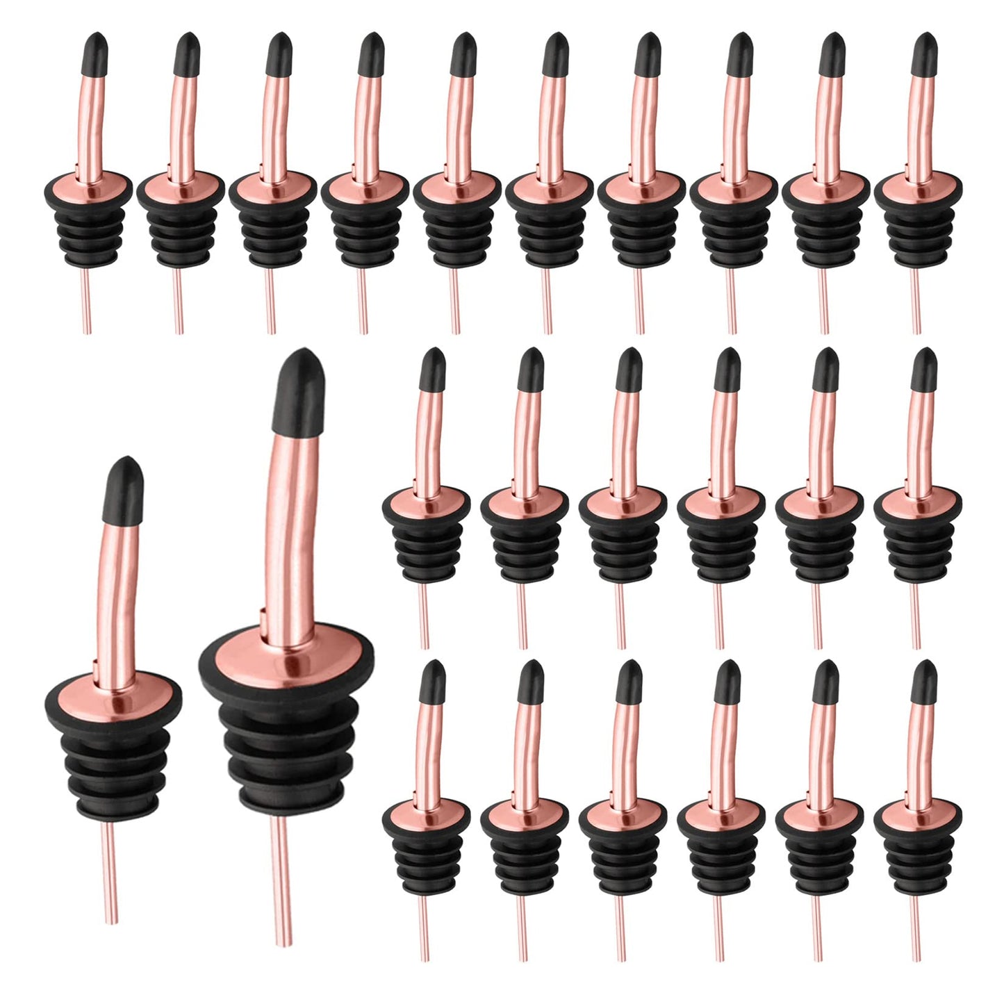 Pafusen 24 Pack Liquor Bottle Pourers, Liquor Pour Spout for Liquor Bottles, Stainless Steel Olive oil Dispenser Spout, Alcohol Pourer Spouts Dust Caps Covers, Rose Gold