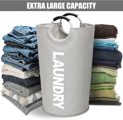 DOKEHOM X-Large Collapsible Laundry Basket - 125L Capacity, Durable Fabric, Grey Color