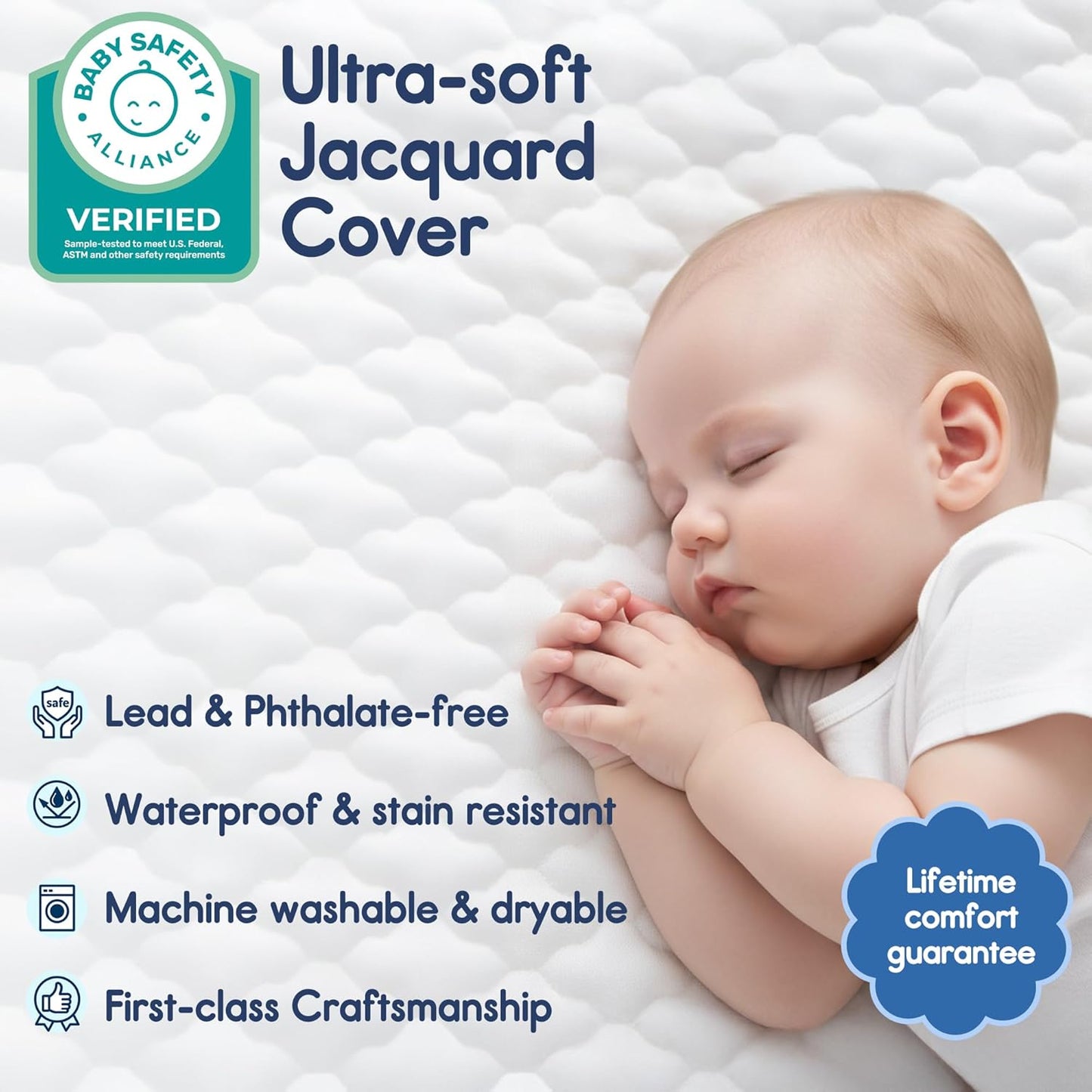 Pro Goleem Pack and Play Mattress - Waterproof Firm Playard Pad with Soft Cover | 38"x26" Size