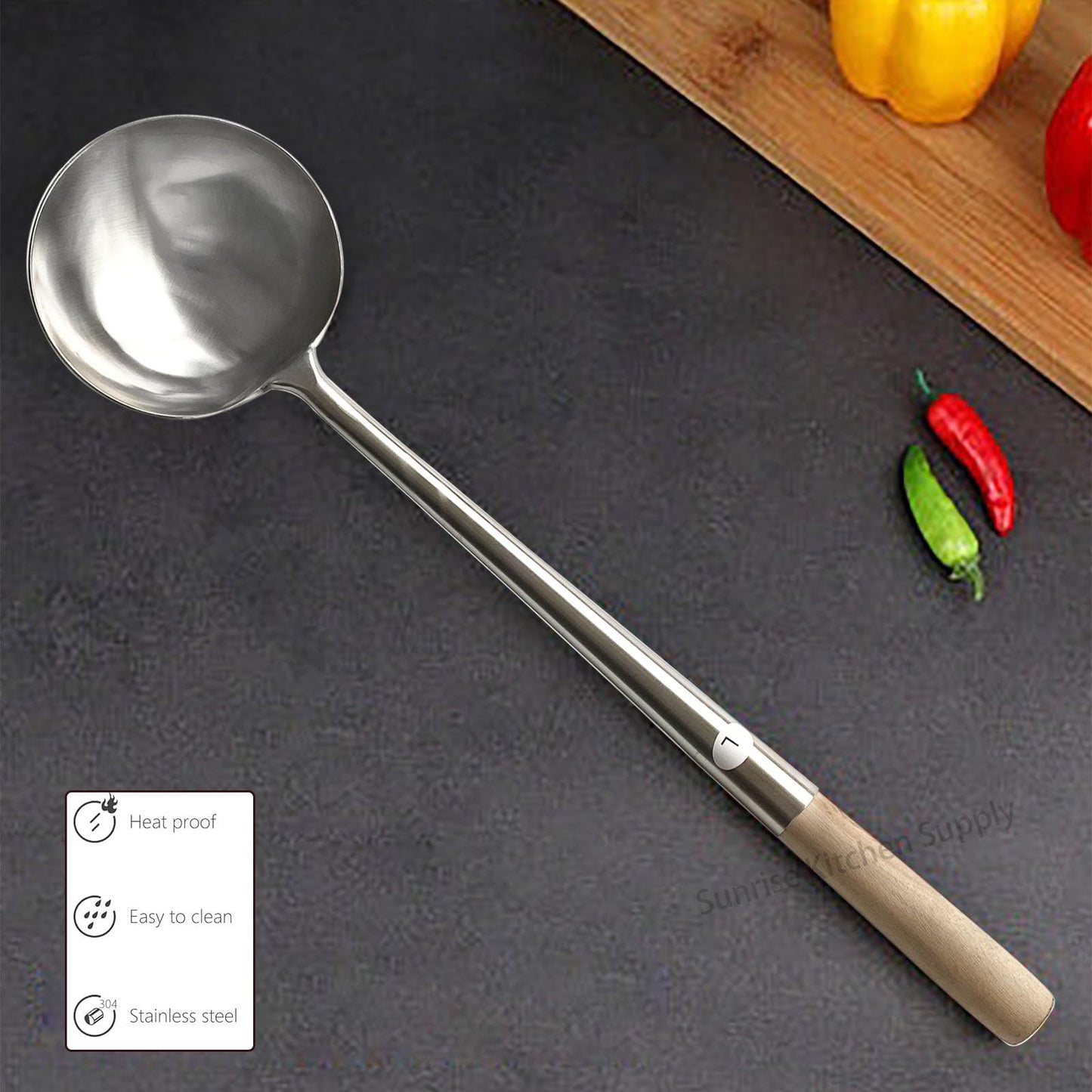 Sunrise Kitchen Supply Commercial Grade Wok Ladle 18.25" (#L)